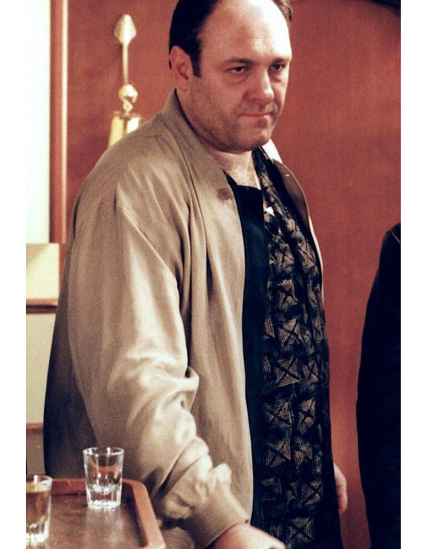Tony Soprano Beige Bomber Cotton Jacket