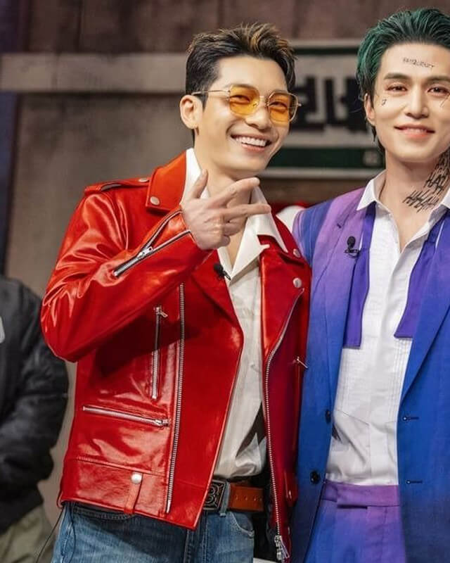 Wi Ha Joon Red Biker Leather Jacket