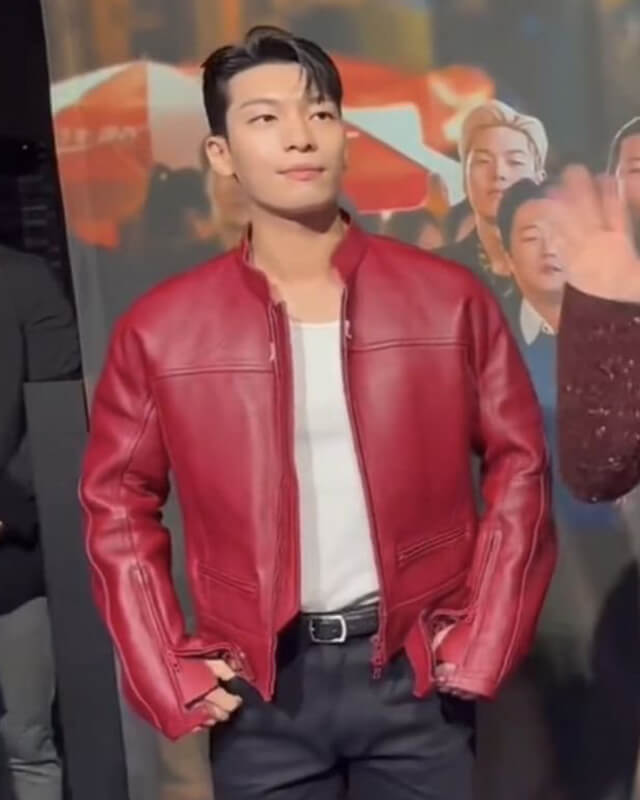 Wi Ha Joon Red Leather Jacket