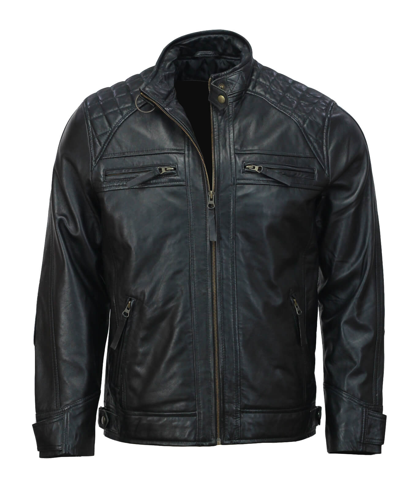 Mens Black Motorcycle Leather Jacket