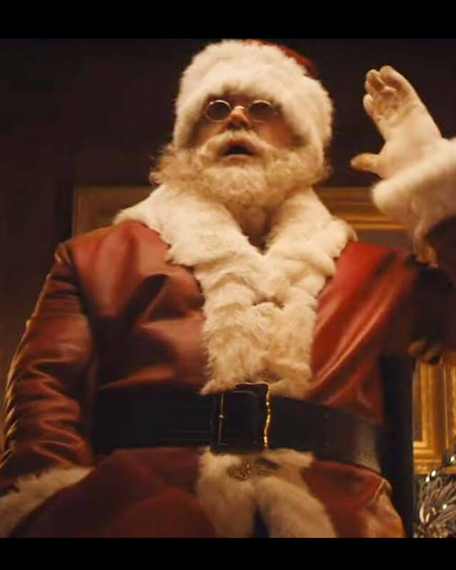 Violent Night Santa Leather Coat With Fur Lining
