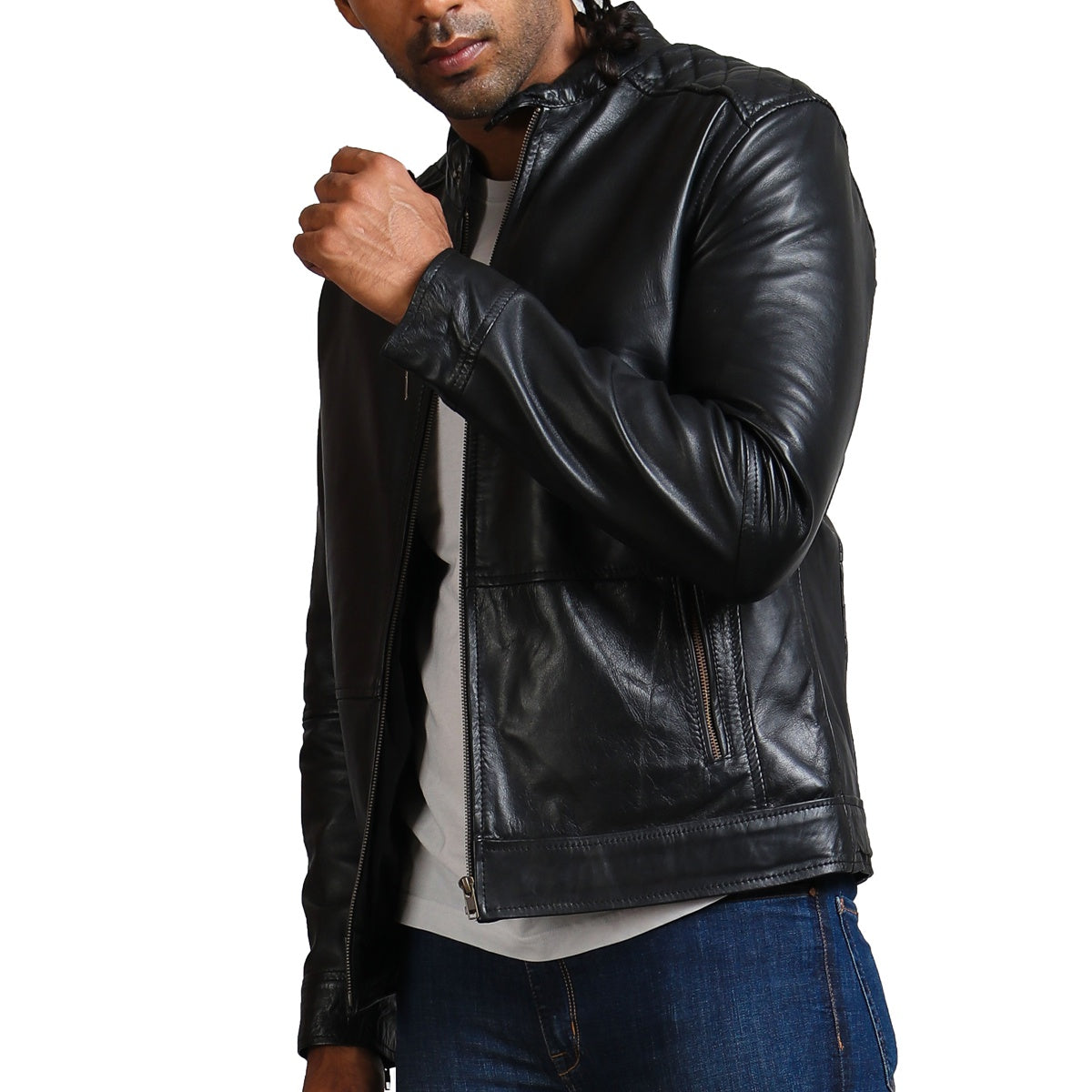 Men's Black Faux Leather Jacket