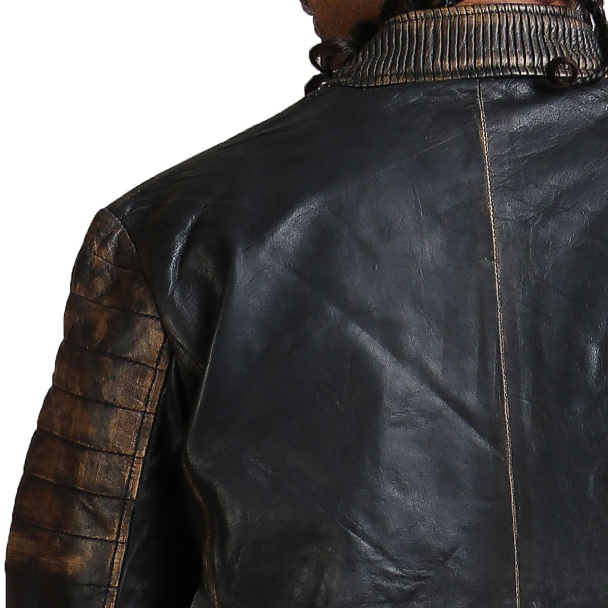 Biker Leather Jacket White Stripes