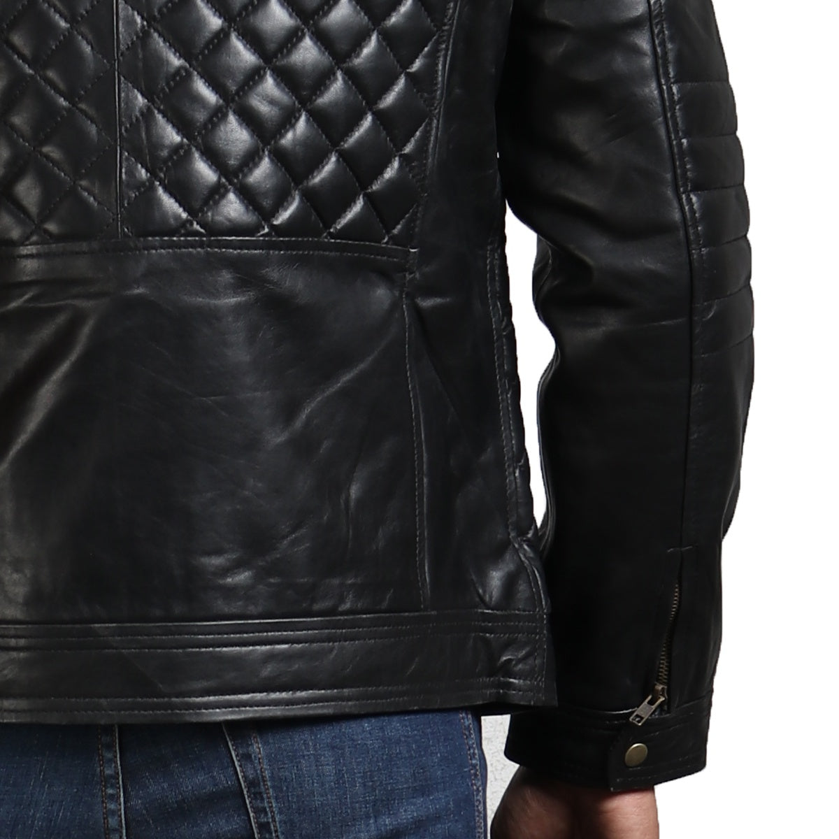 Diamond Quilted Black Motorcycle Jacket