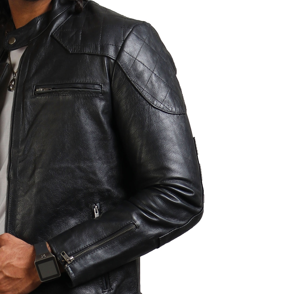 Real Leather Black Biker Jacket