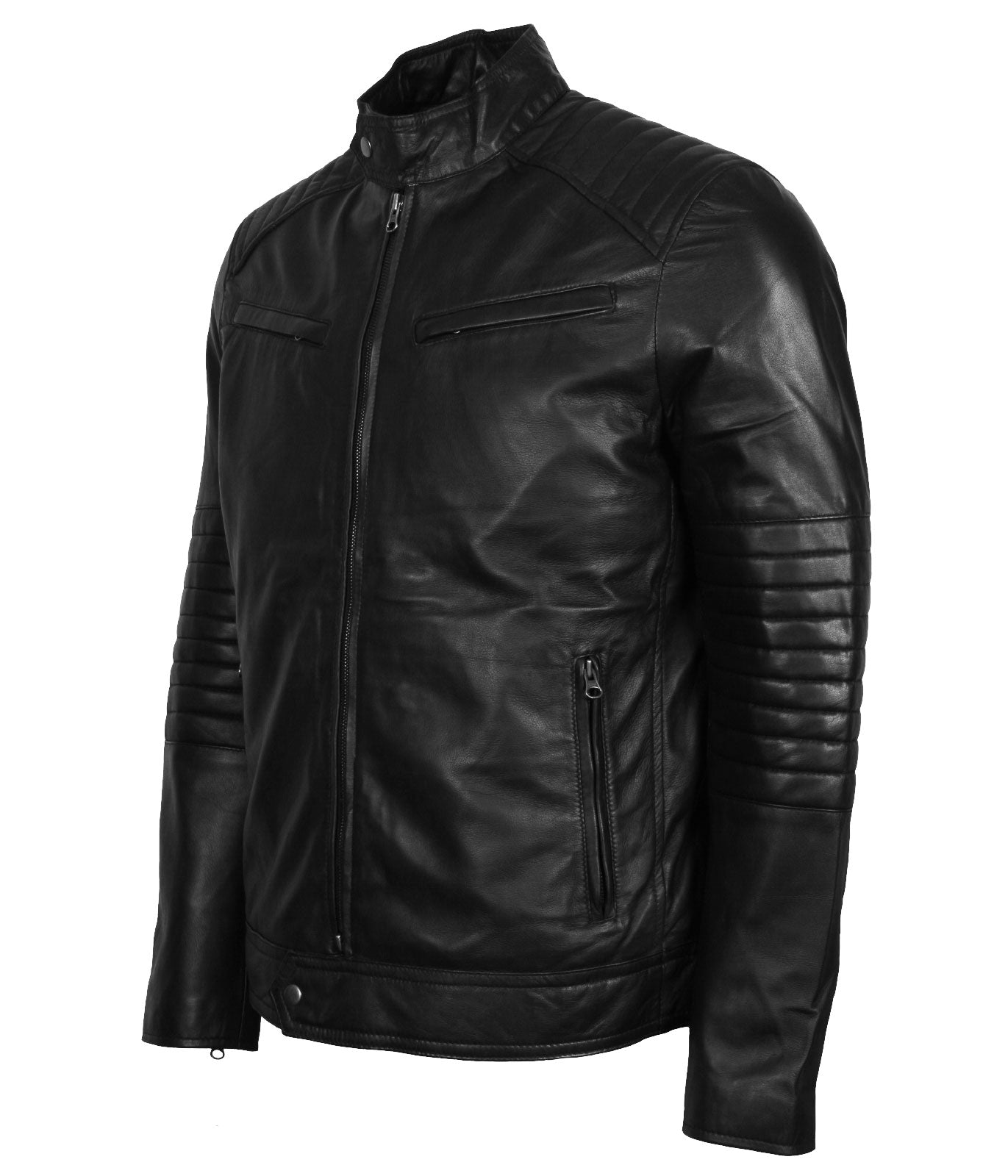 Mens Biker Skull with Wings Leather Jacket
