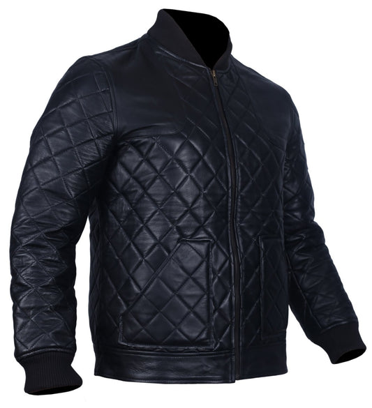 Black Leather Bomber Jacket Mens
