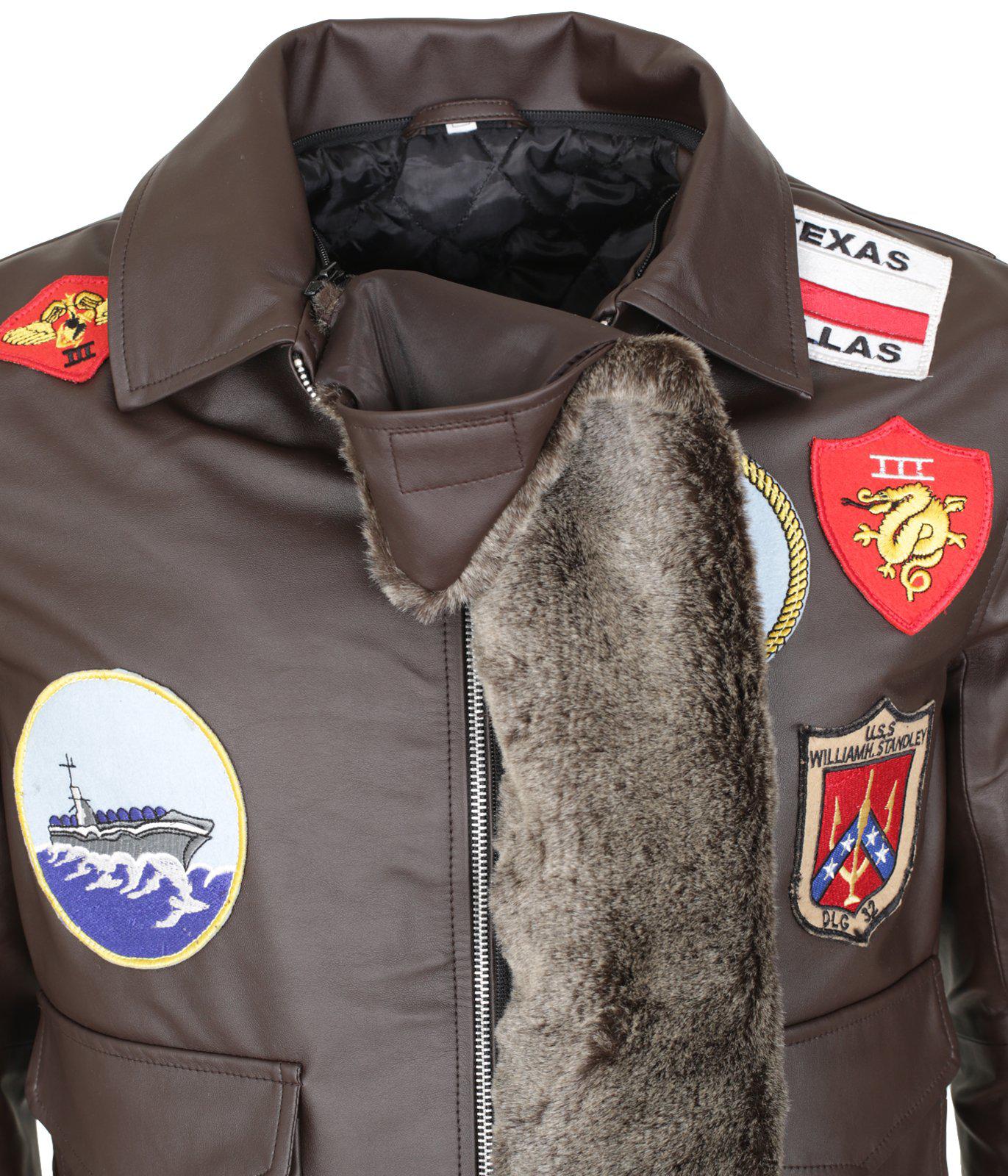 Fur Collar Leather Aviator Jacket