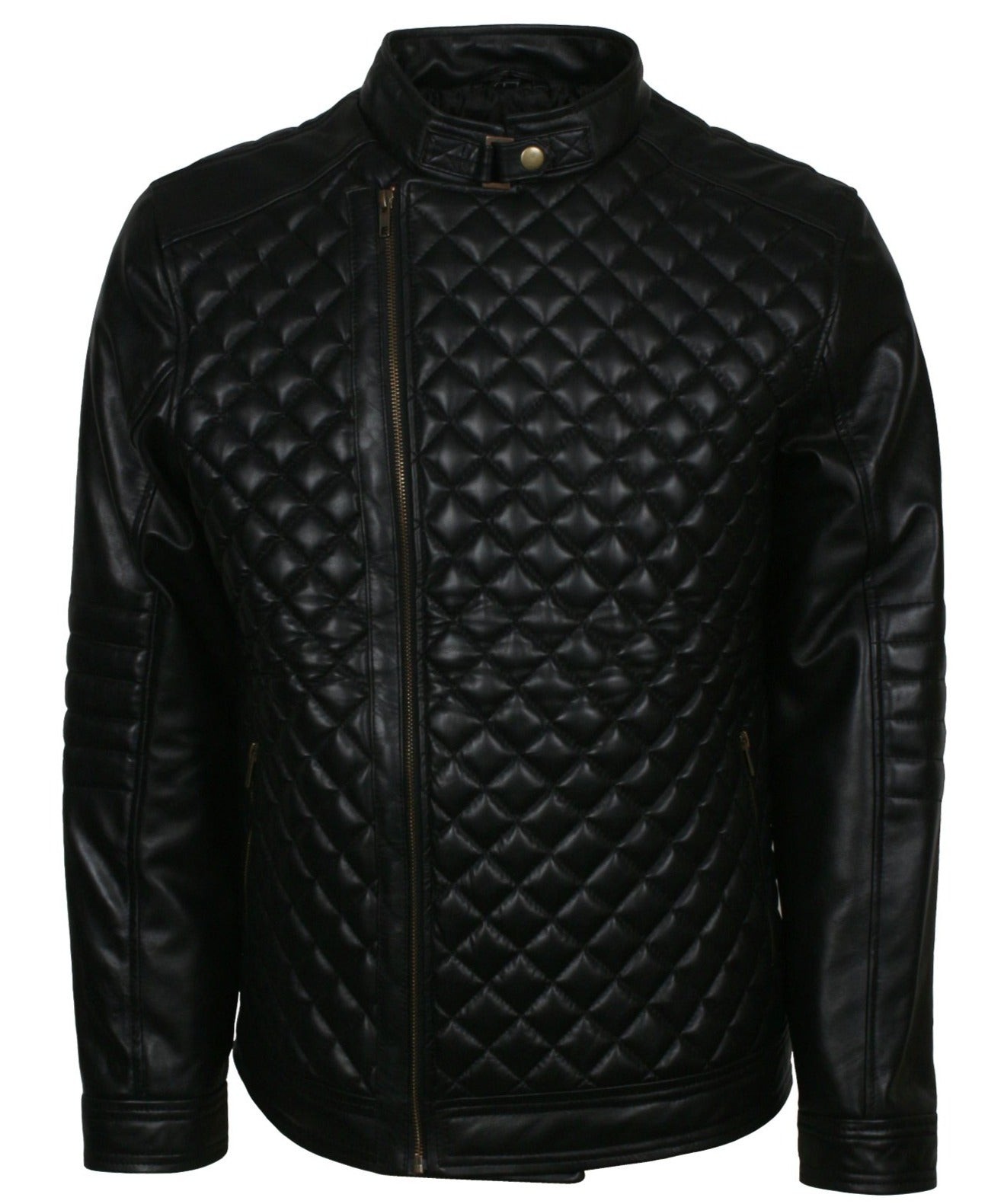 Men Beckett Black Quilted Leather Jacket, Small - Men's Leather Jackets - 100% Real Leather - NYC Leather Jackets