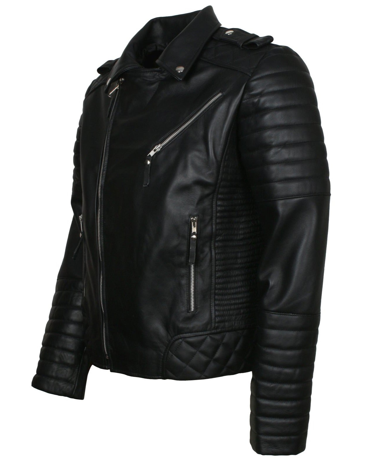 Mens Leather Biker Padded Jacket