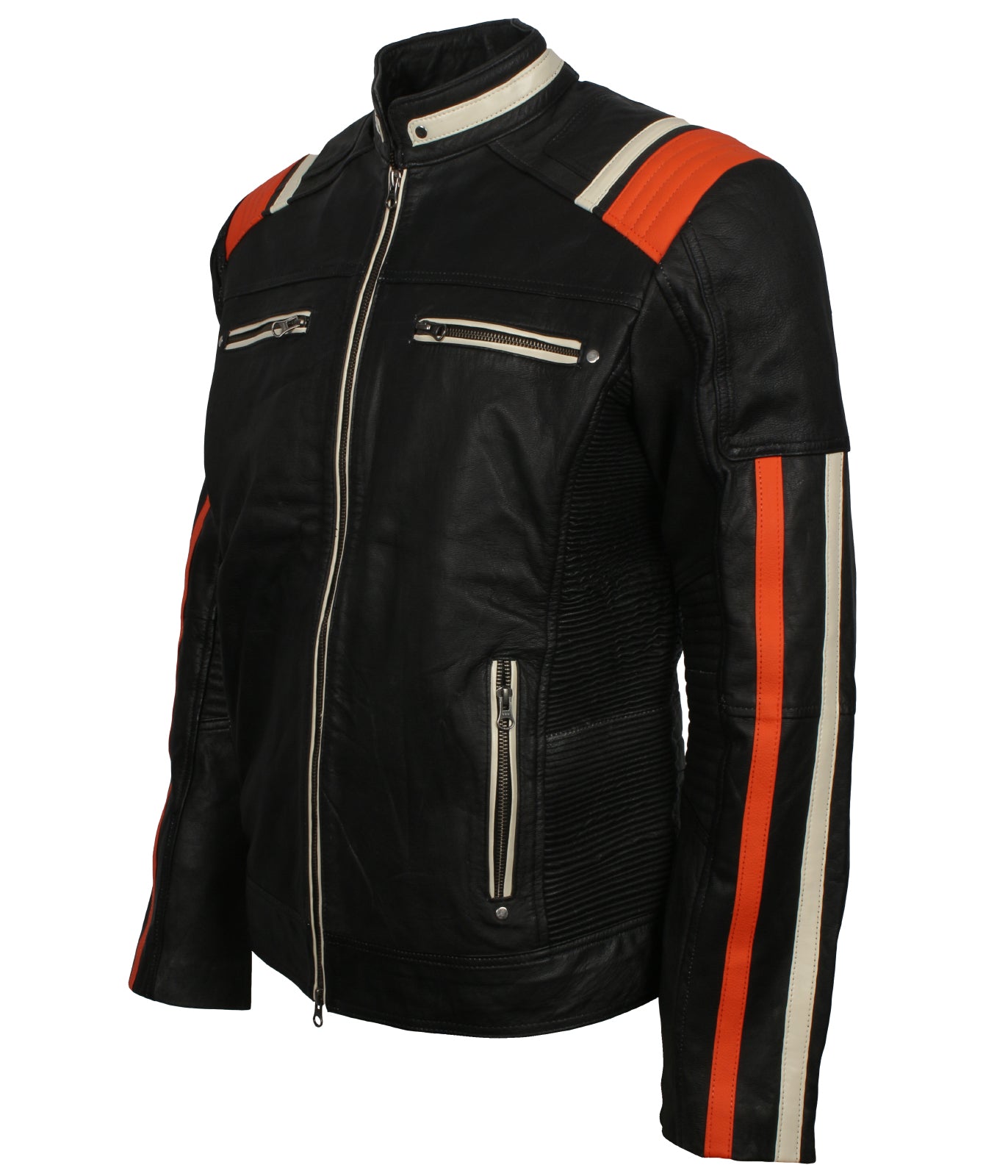 Mens Biker Leather Padded Jacket