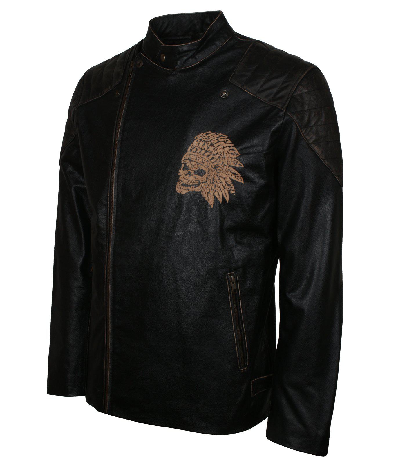 Biker Skull Leather Jacket for Men