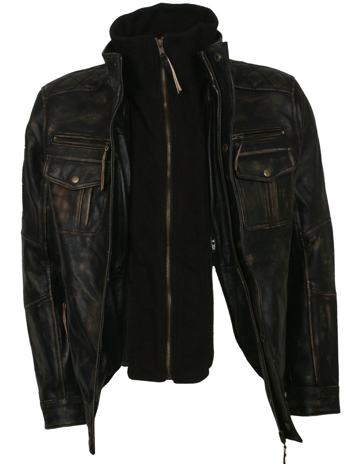 Vintage Waxed Biker Jacket Mens