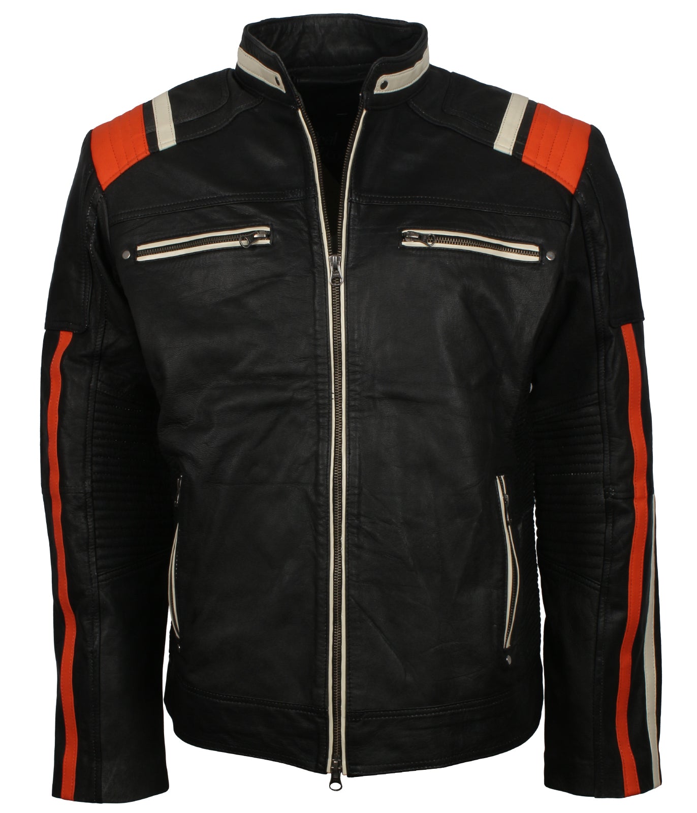 Black Retro Motorcycle Jacket Mens