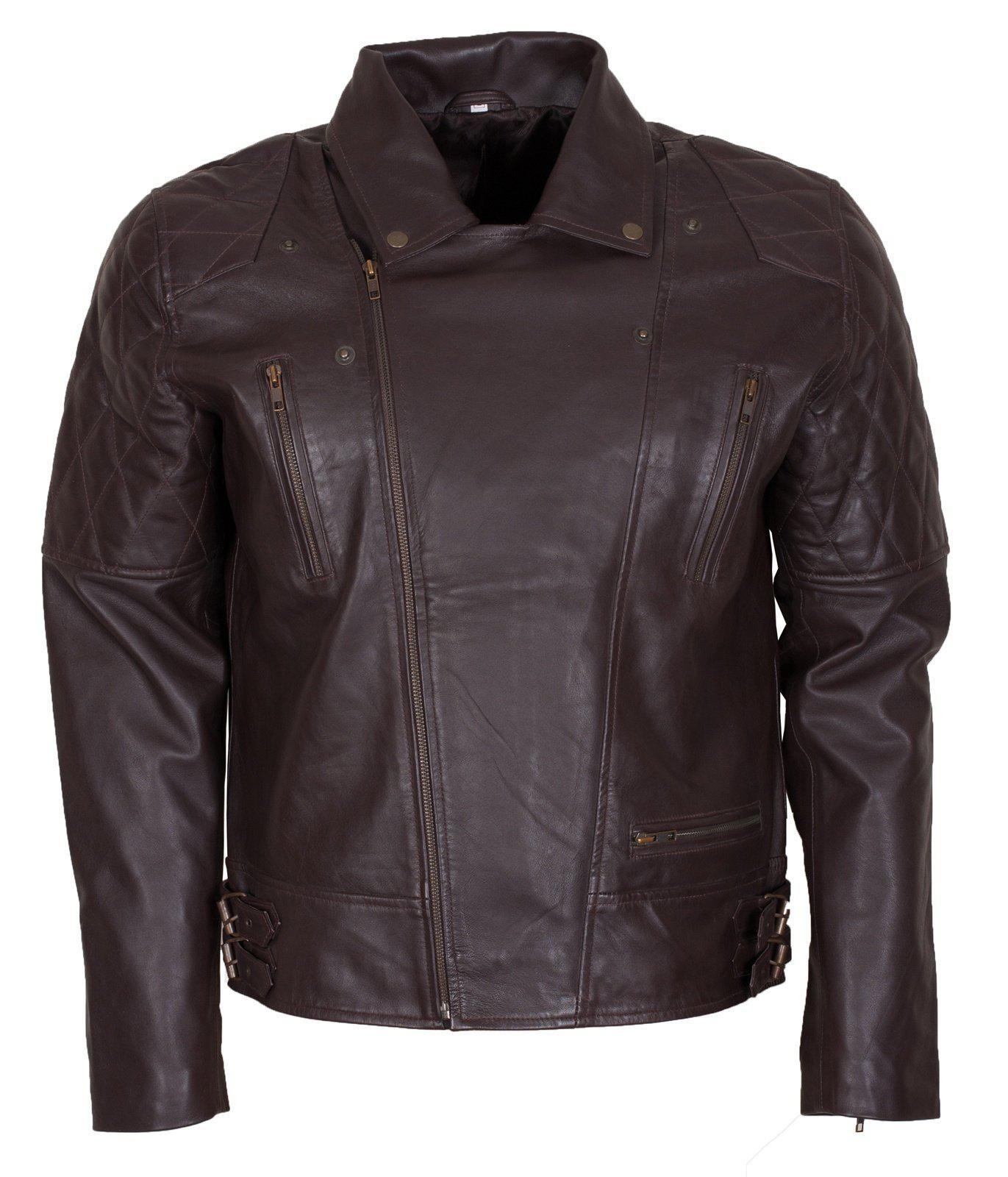 Men's Brown Leather Biker Jacket