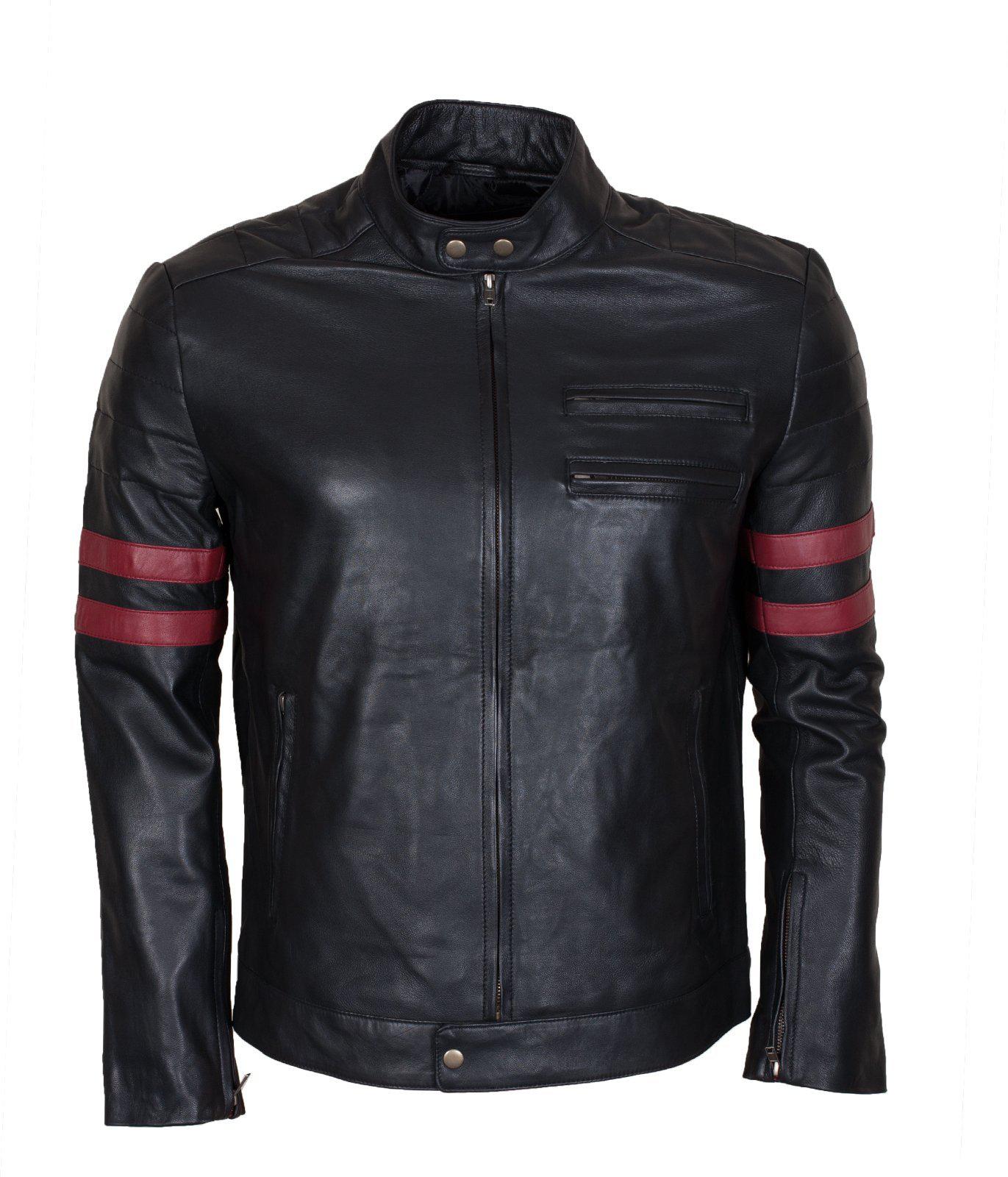 Black Leather Biker Jacket Mens