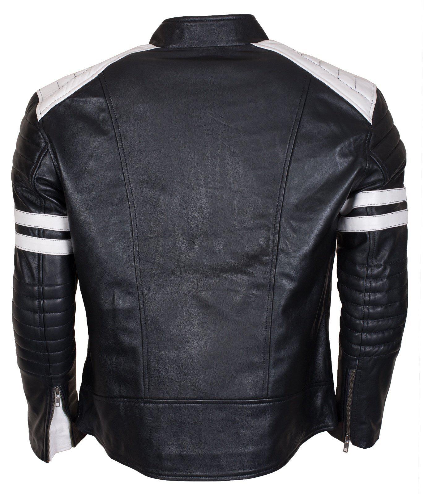 Black Mens Motorcycle Padded 2020 Leather Jacket