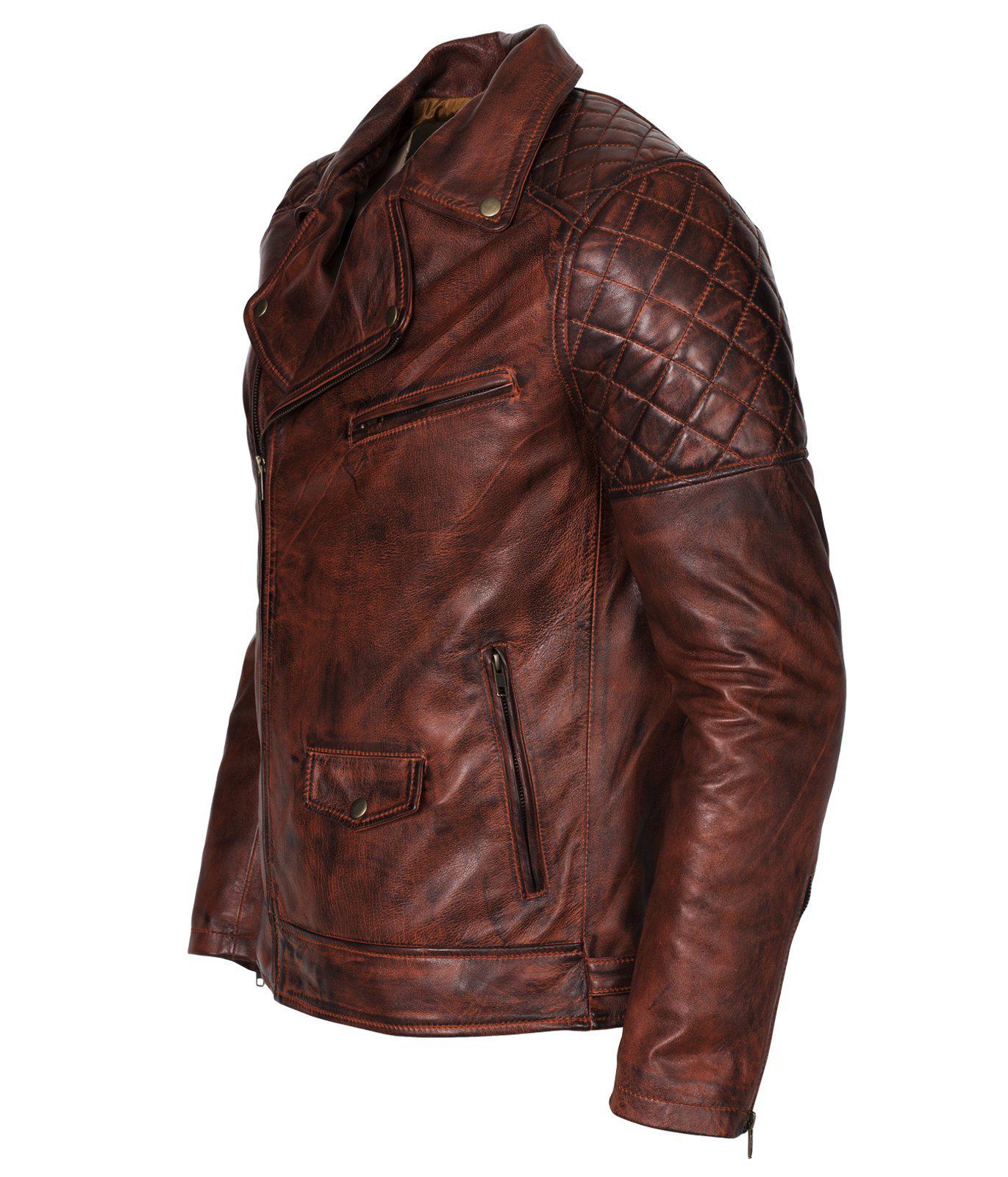 Vintage Cafe Racer Leather Jacket
