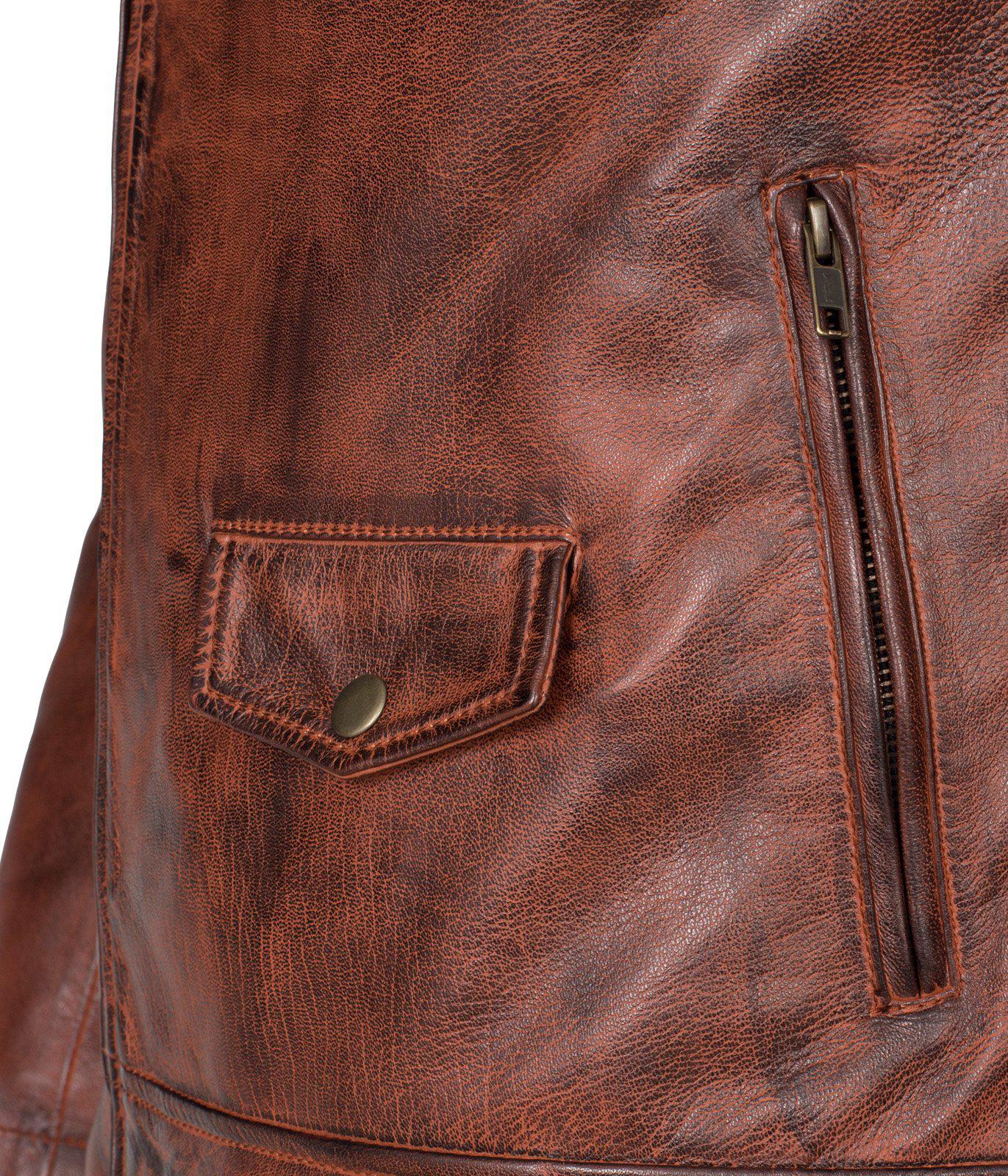 Mens Brown Leather Biker Jacket