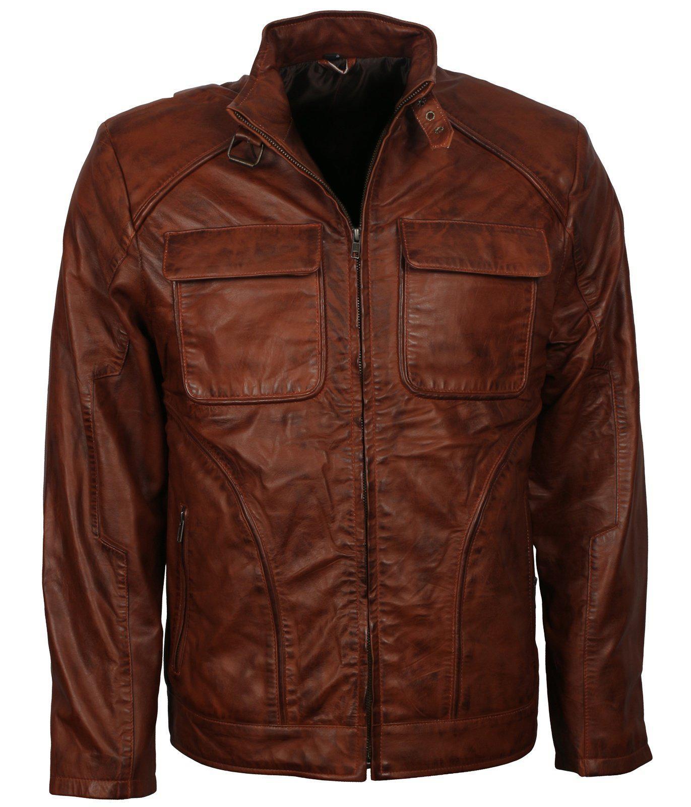 brown leather jacket