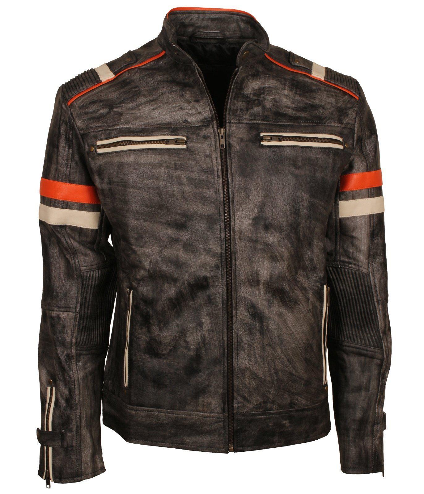Black Orange Lederjacke Herren