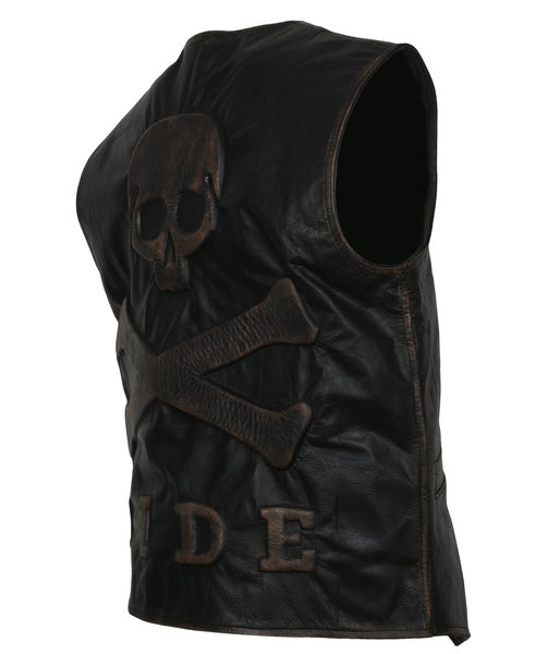 Motorcycle Leather Skull Vest