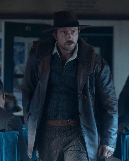 1923 Spencer Dutton Black Leather Coat