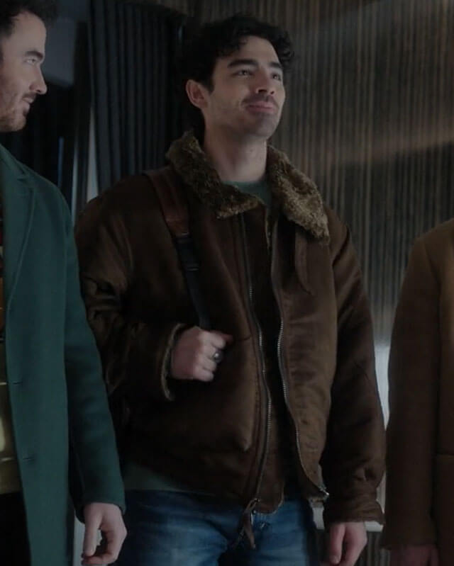 A Very Jonas Christmas Movie Joe Jonas Brown Jacket