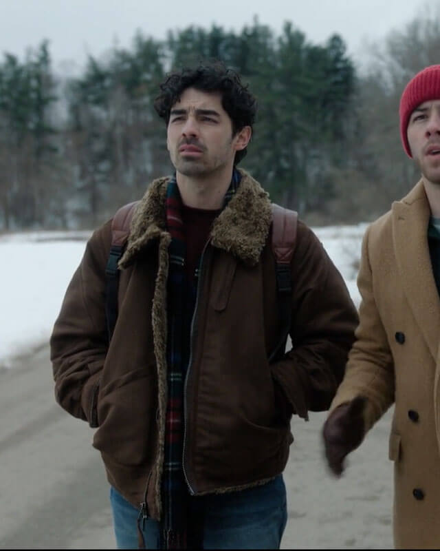 A Very Jonas Christmas Movie Joe Jonas Brown Leather Jacket