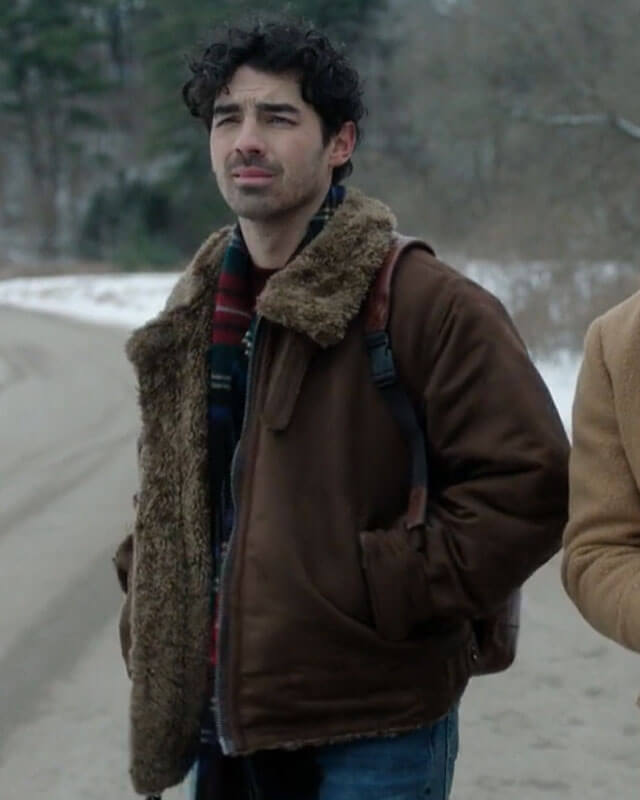 A Very Jonas Christmas Movie Joe Jonas Shearling Leather Jacket