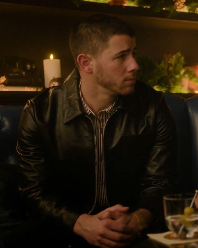A Very Jonas Christmas Movie Nick Leather Jacket