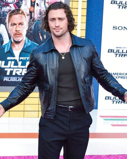 Aaron Johnson Black Leather Jacket