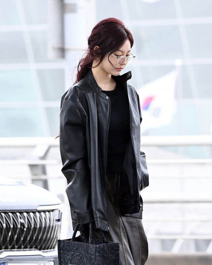 Aespa Ningning Oversized Leather Jacket