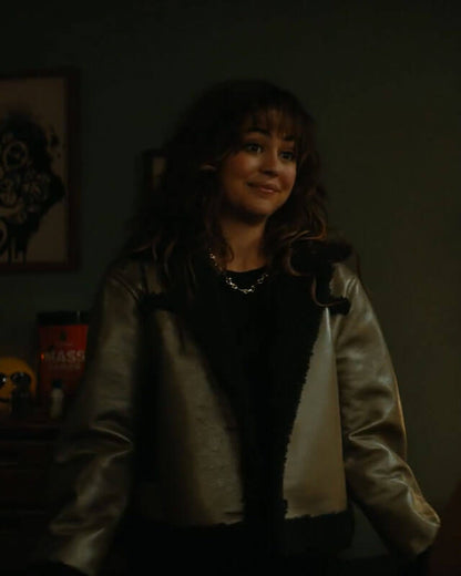 Allie Hayes Off Campus Faux Leather Beige Jacket