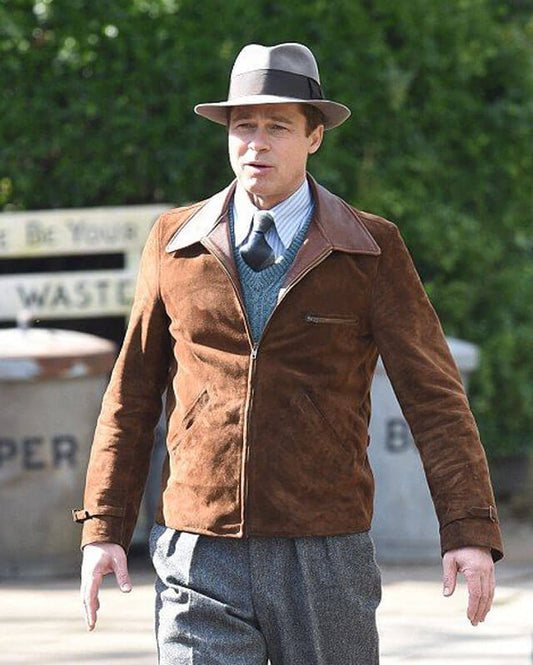 Allied Brad Pitt Brown Suede Jacket