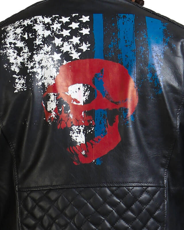 American Flag Skull Black Leather Jacket