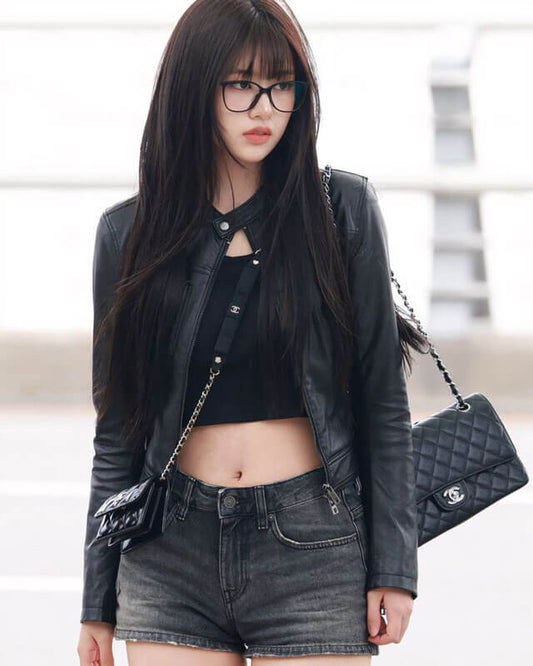 An Yu Jin Black Leather Jacket