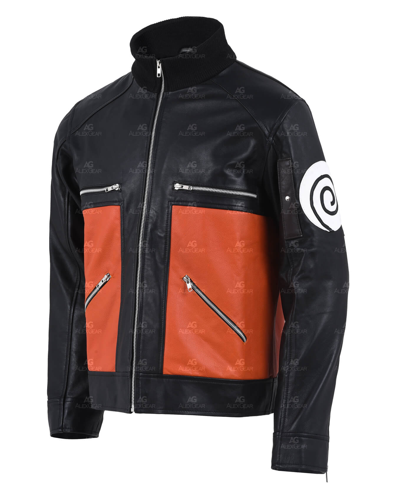 Orange and black leather jacket best sale