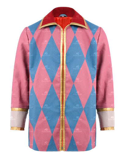 Anime Cosplay Howl Moving Castle Pink Coat