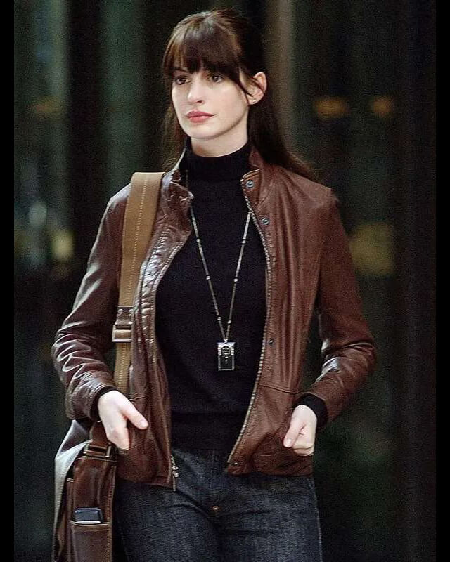 Anne Hathaway The Devil Wears Prada Brown Leather Jacket