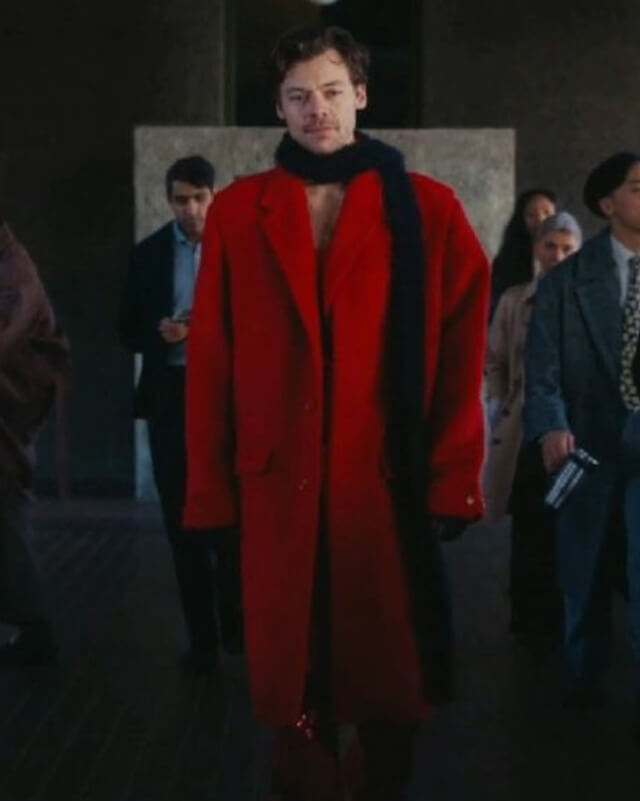 As It Was Red Wool Coat Harry Styles