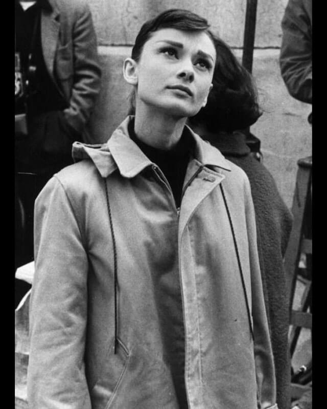 Audrey Hepburn Funny Face Hooded Leather Coat