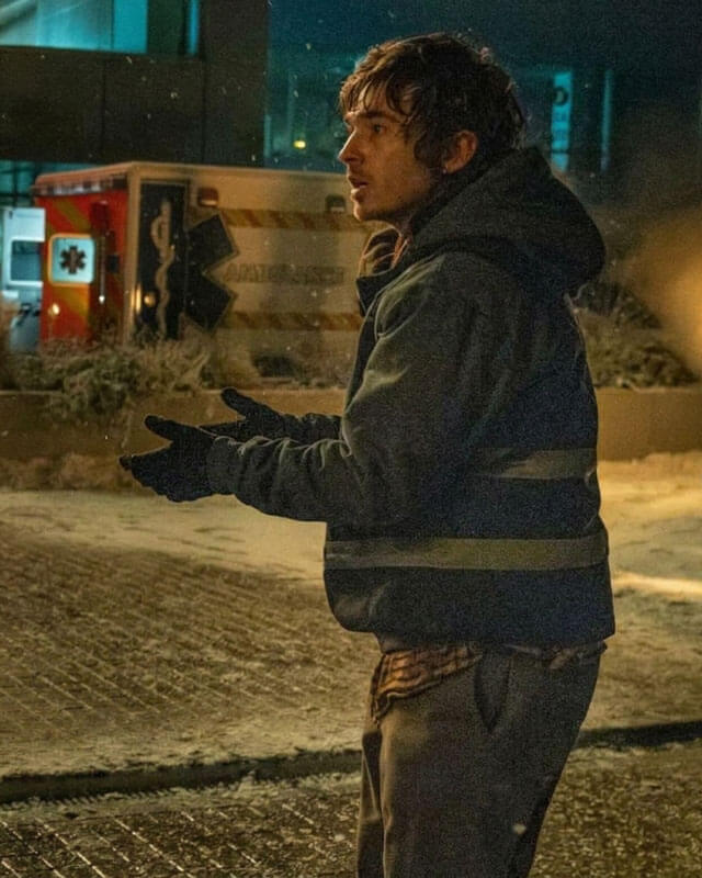 Austin Abrams Gray Hooded Jacket
