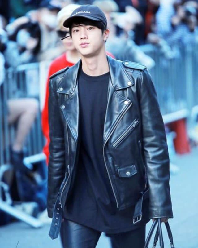 BTS Jin Biker Leather Jacket