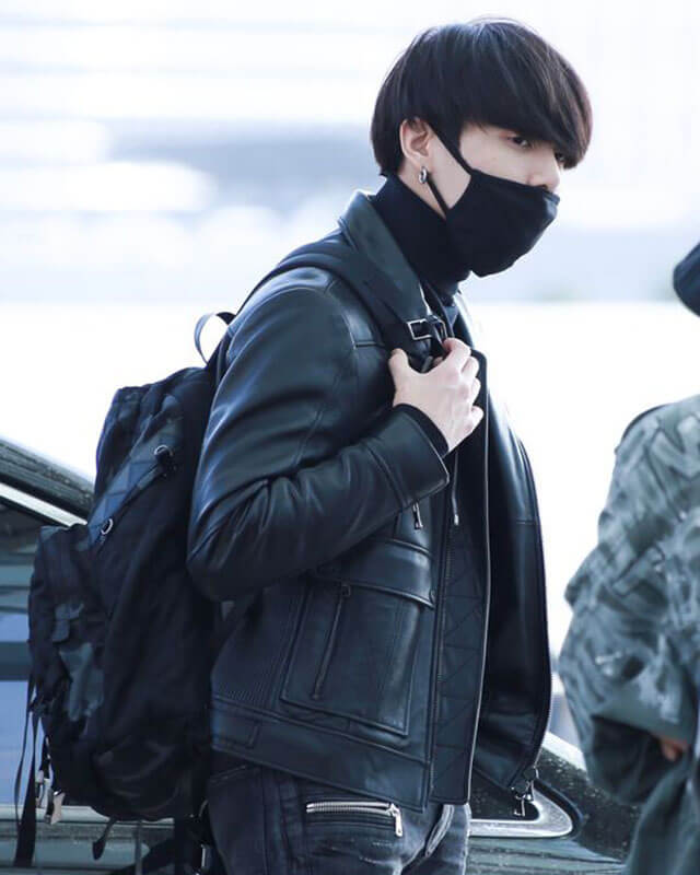 BTS Jungkook Black Leather Jacket