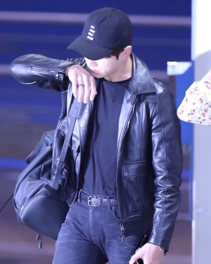 BTS Jungkook Black Genuine Leather Jacket