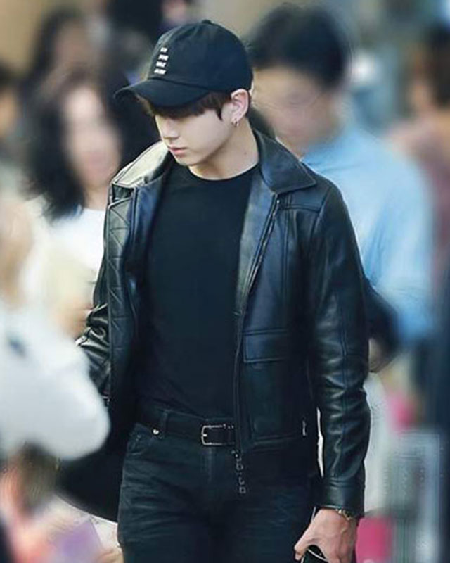 BTS Jungkook Leather Jacket Black Kpop