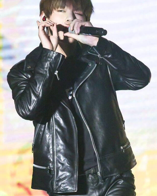 BTS Kim Taehyung Black Leather Jacket