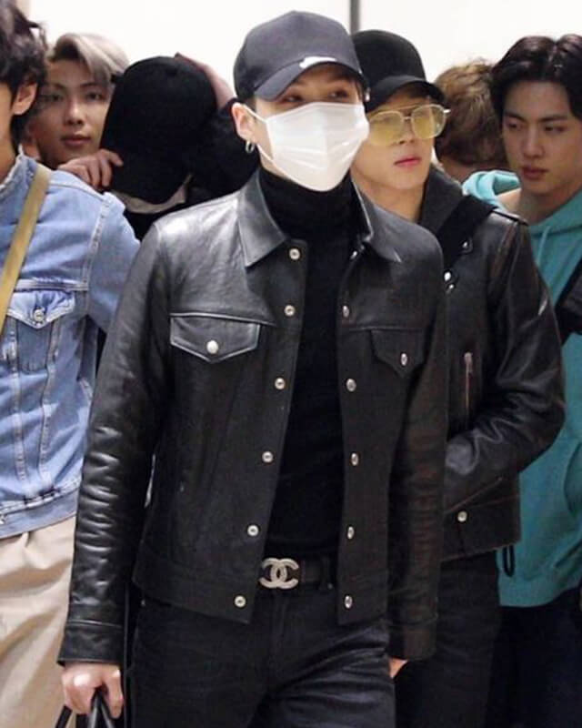BTS Suga Black Leather Jacket