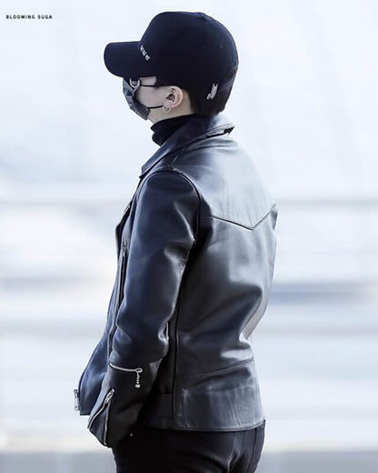 BTS Suga Black Motorcycle Jacket